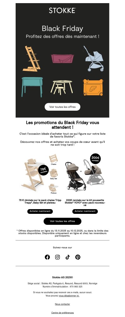 Faites des économies sur les produits Stokke® pendant le Black Friday