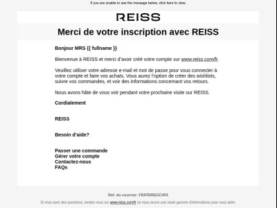 Information Importante de Reiss