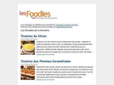 Les Foodies: Les Recettes de la Semaine