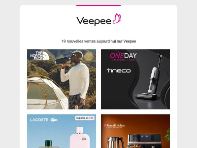 Aujourd'hui : The North Face, Tineco, Lacoste et 16 autres ventes sur Veepee
