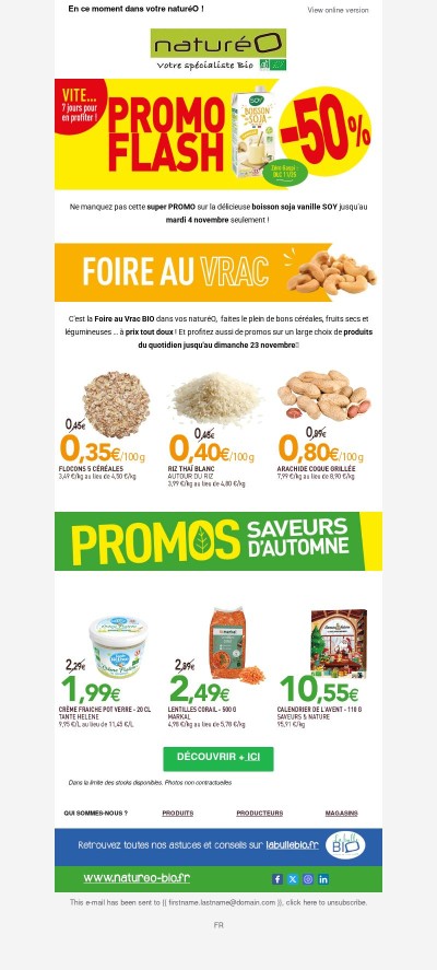 -50% sur la boisson soja & promos BIO ! !