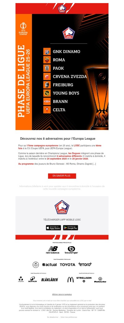 🥁 Découvrez nos 8 adversaires pour l'Europa League