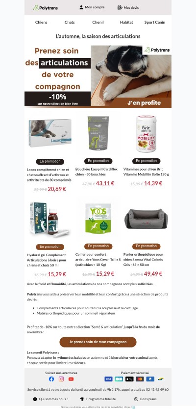 –10% sur les soins articulaires chien & chat !