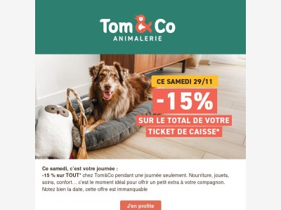Ce samedi seulement : -15 % sur TOUT, à ne pas manquer !