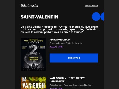 SAINT-VALENTIN | jusqu'à -50% sur plus de 1000 spectacles !