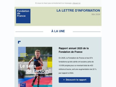 La lettre d'information de la Fondation de France - Mai 2026