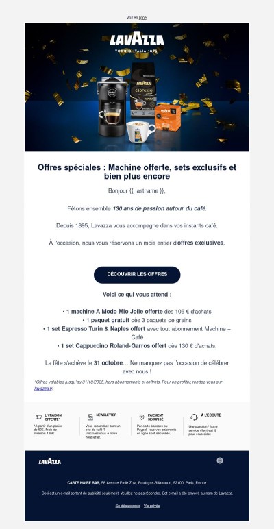 Lavazza fête ses 130 ans avec vous 🎉