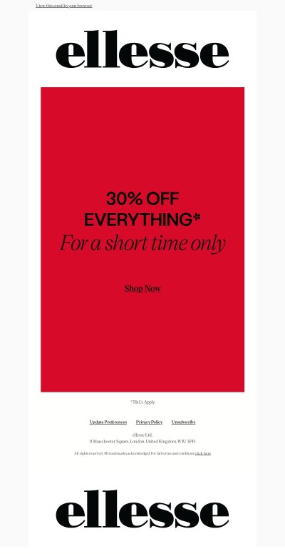 30% off every. single. style.