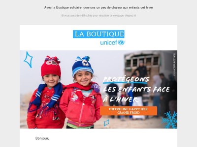 Protégez un enfant du froid avec la Happy Box Grand Froid