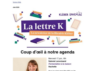 La newsletter de la librairie Kléber