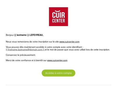 Nouveau compte enregistré