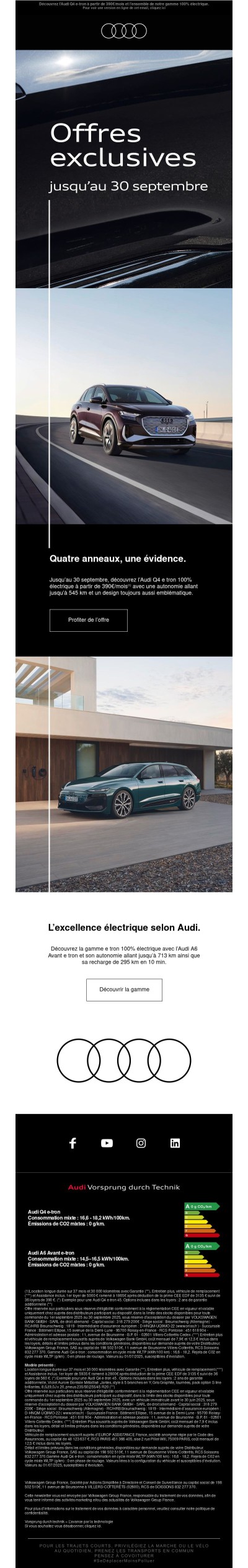 En septembre, l’électrique Audi est à l’honneur.