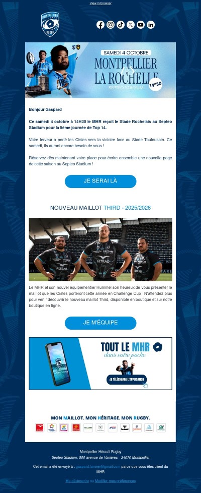 📣 MHR - SR : samedi à 14H30