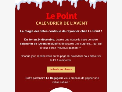 Calendrier de l'Avent : une valise cabine La Bagagerie à gagner !