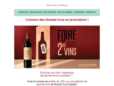 {{ firstname }}, -20% sur les seconds vins de crus classés !