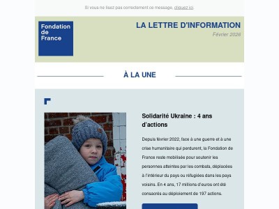 La lettre d'information de la Fondation de France - Février 2026