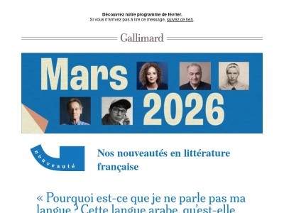 🌷 Le programme de mars des Éditions Gallimard​