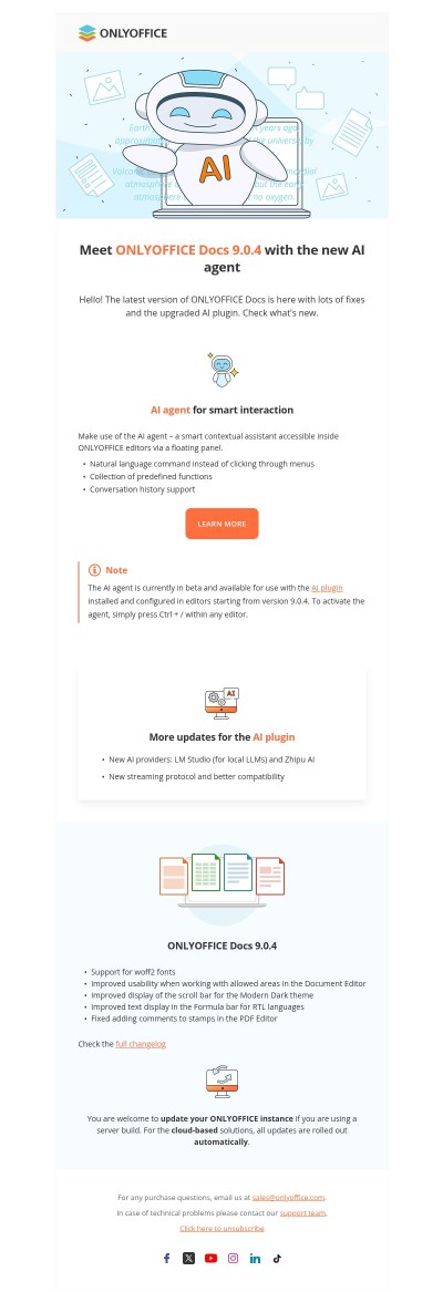 Meet ONLYOFFICE Docs 9.0.4 with the new AI agent