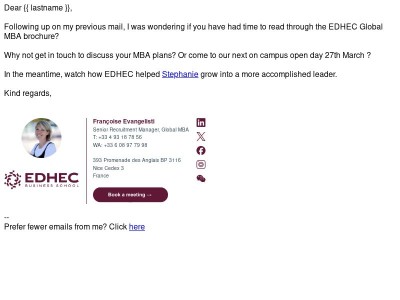 EDHEC MBA - Time for a personal call ?