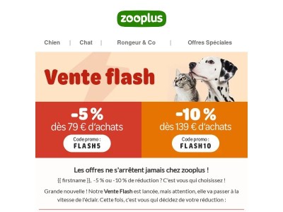 ⏳ {{ firstname }}, vente Flash : -5% ou -10% ? Ça finit demain !