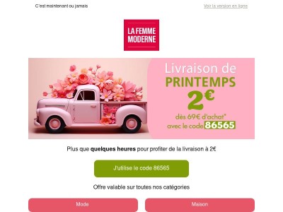 ⏱️ Dernier rappel : livraison à 2€ dès 69€