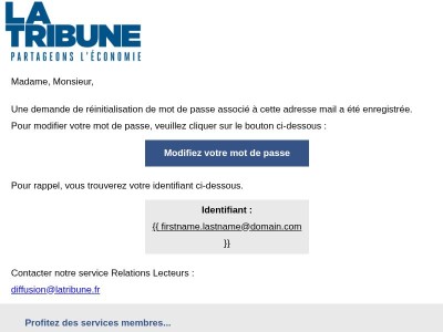 Demande de changement de mot de passe