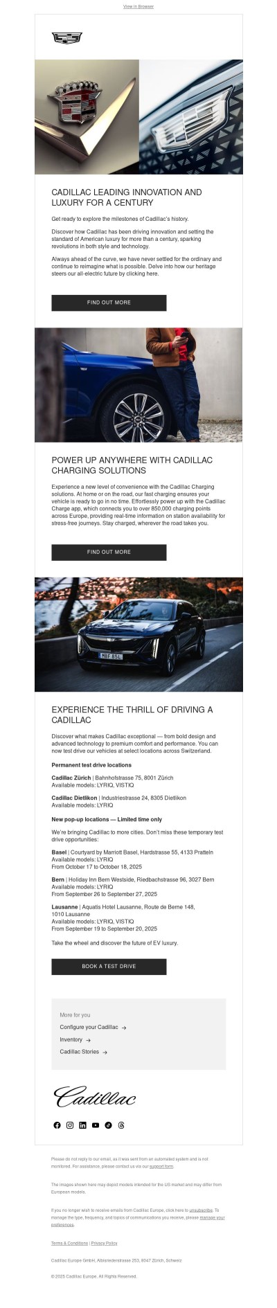  {{ firstname }}, discover  100 years of Cadillac heritage and innovation — and latest news