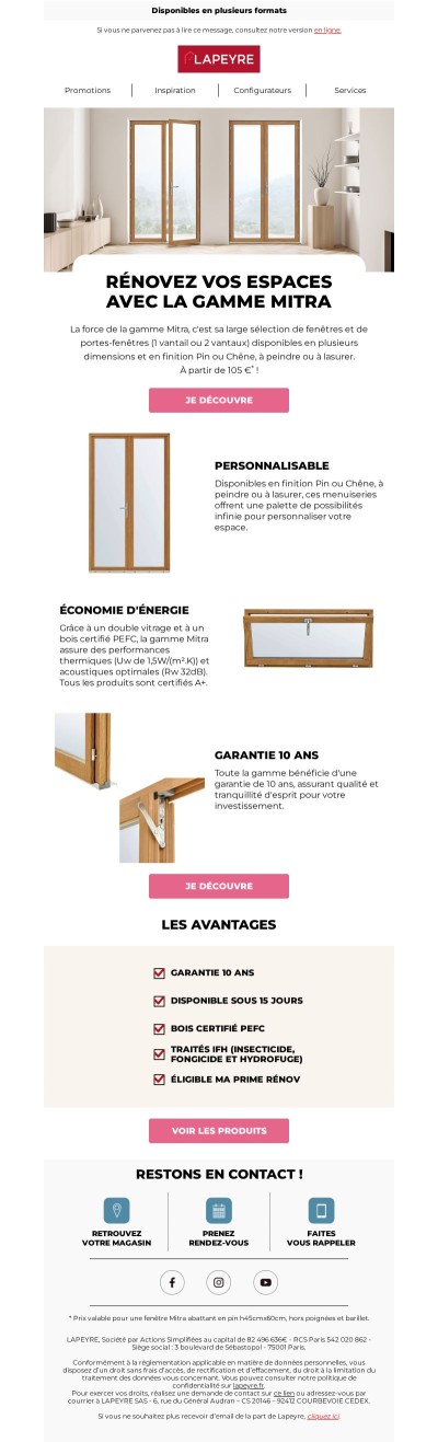 Nos menuiseries personnalisables et à petit prix