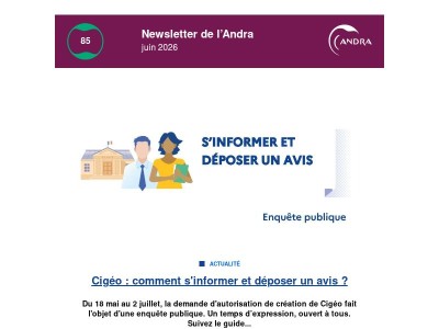 Newsletter de l'Andra - Cigéo : comment s'informer et déposer un avis ?