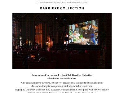 Le Ciné-Club Barrière Collection est de retour pour un été de cinéma