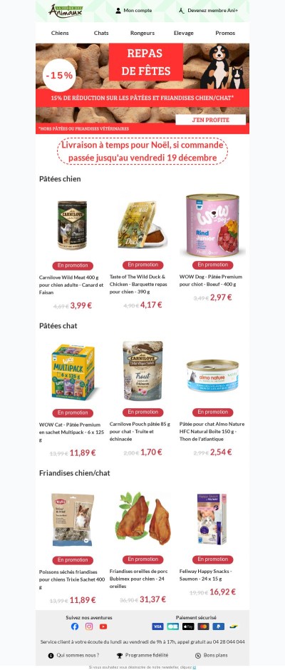 Repas de fête : -15% de réduction