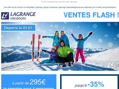 Ventes Flash - Départs du 03/01