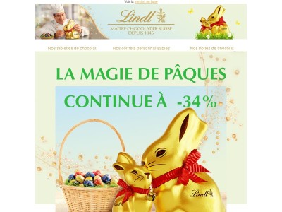 🐰Prolongez Pâques : jusqu’à –34% sur nos chocolats*** !