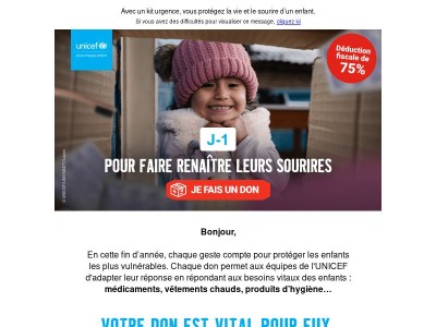 Plus qu’un jour pour aider les enfants cette année