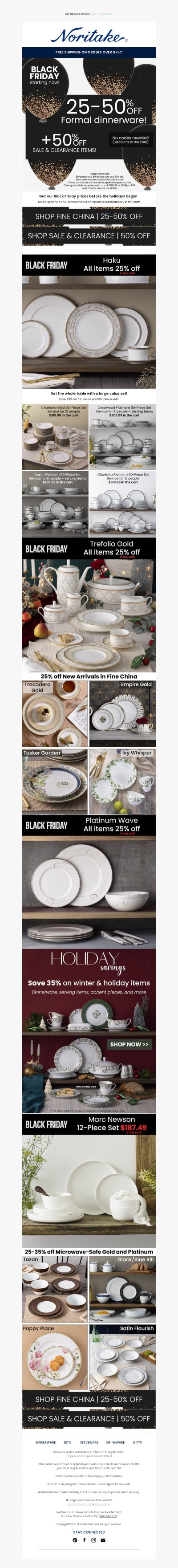 Don't Miss Out on 25-50% off Fine China | Black Friday Sale!