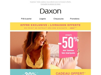Offre exclusive {{ lastname }} : Jusqu’à -50% sur la nouvelle collection lingerie !