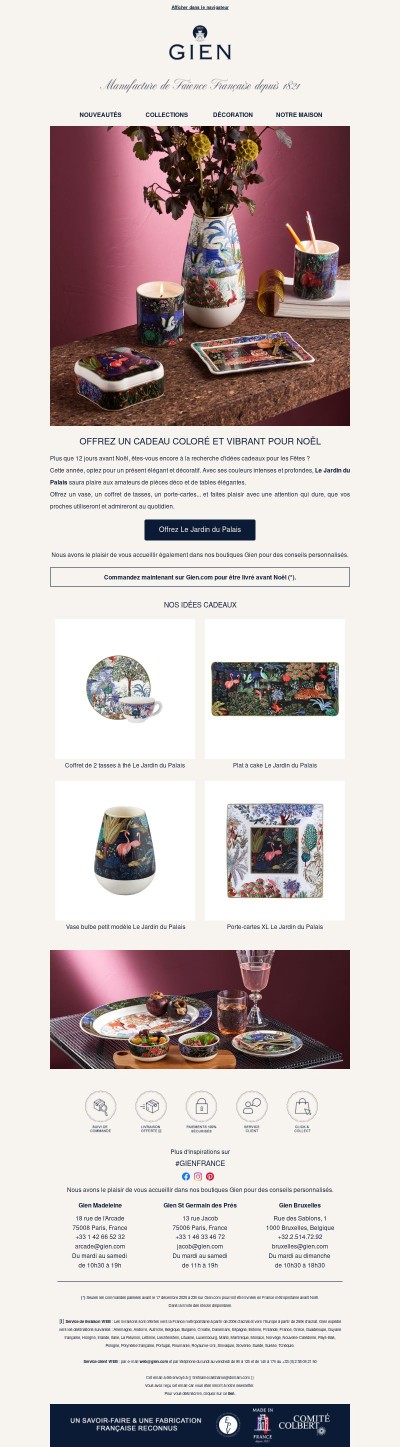 Offrez un voyage dans le Jardin du Palais