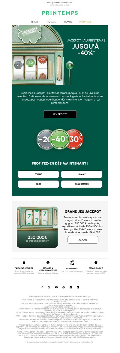 JACKPOT ! : jusqu'à -40% sur vos marques préférées !