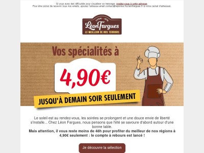 Spécialités à 4,90€ : derniers jours pour en profiter !