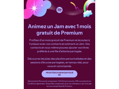 Profitez de votre musique ensemble avec un Jam et un mois gratuit de Premium