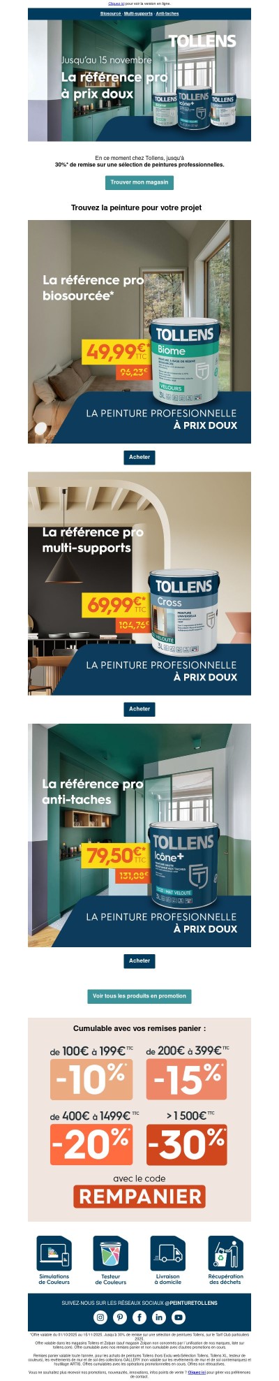 Jusqu'à -30% sur une sélection de peintures