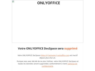 Votre ONLYOFFICE DocSpace sera supprimé