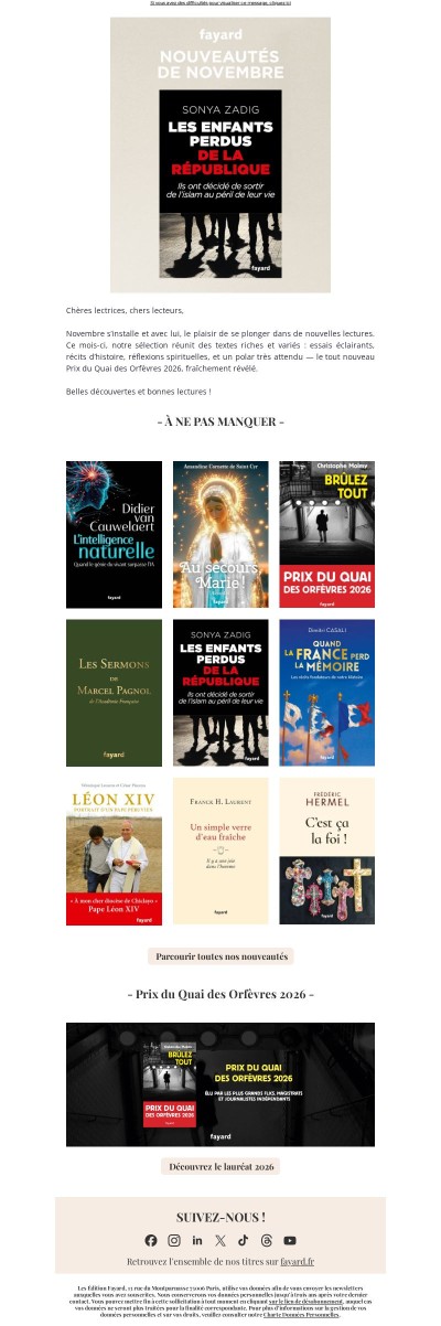 Les nouveautés des Éditions Fayard