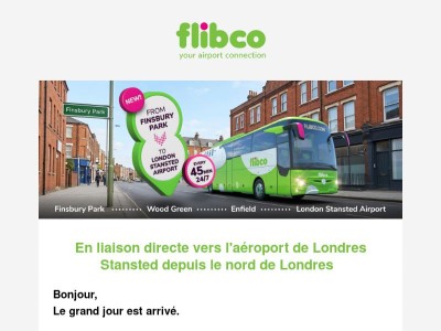C'est parti. Notre premier service de Finsbury Park à l'aéroport de Londres Stansted