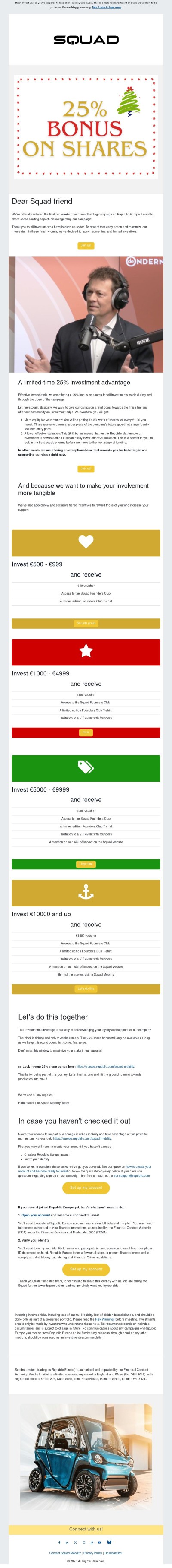 End-of-year 25% share bonus and extra great incentives to close our crowdfunding strong