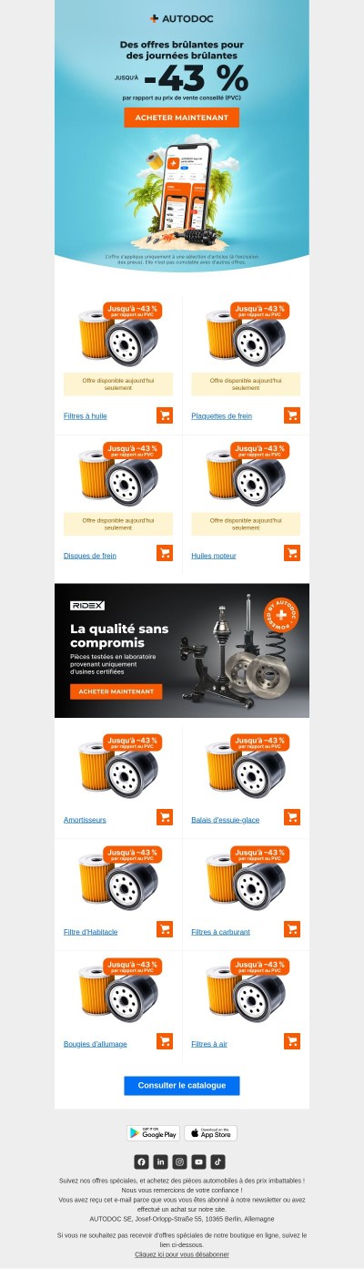  🌴 Les prix des pièces détachées sont déjà en vacances : -43 % par rapport au PVC 🚙 