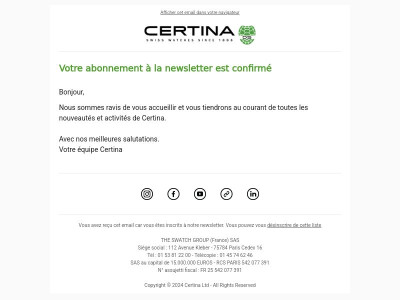 Inscription à la newsletter
