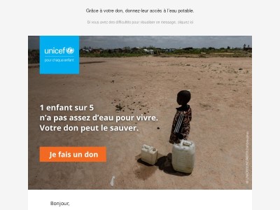 1000 enfants meurent chaque jour à cause de l’eau insalubre, sauvons-les !