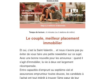 Saint-Valentin : et si l’amour faisait baisser la mensualité ?