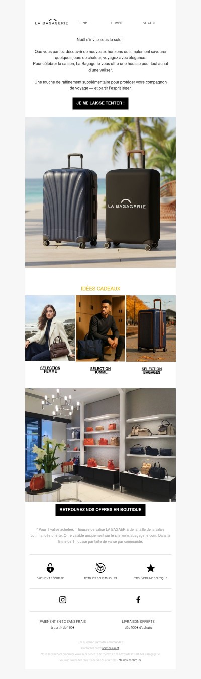 Une housse de valise La Bagagerie offerte* !